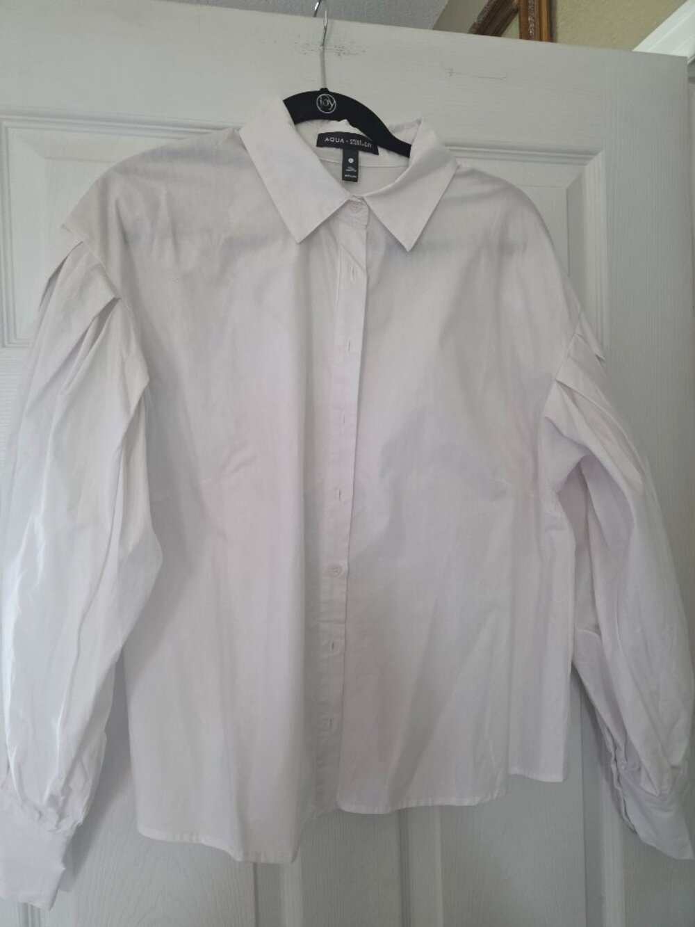 Aqua-White Blouse-L